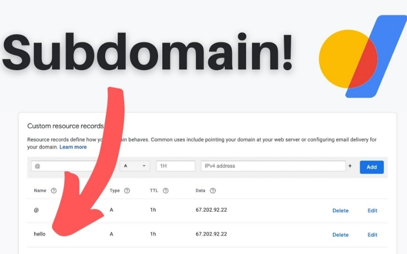 lưu ý khi tạo Subdomain