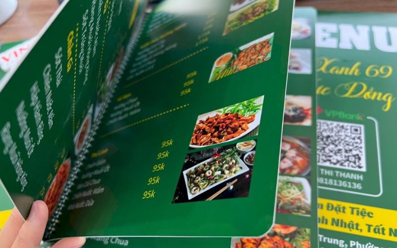menu bìa cứng dạng gáy ốc
