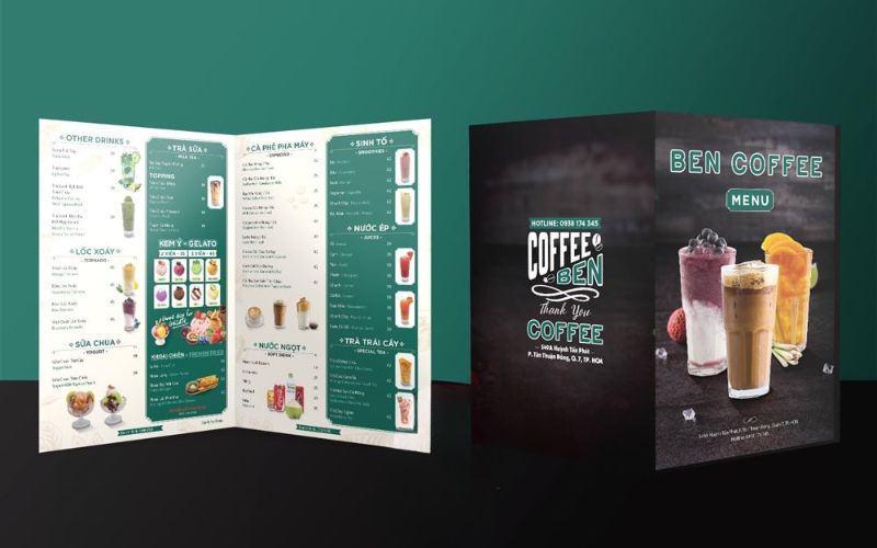 menu bìa cứng gập đôi