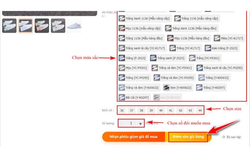 Thêm sản phẩm vào giỏ hàng và tiến hành đặt mua